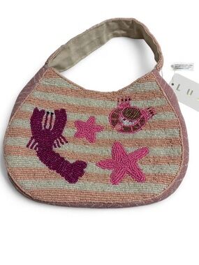 LULU pink beaded bag with lobster and stars